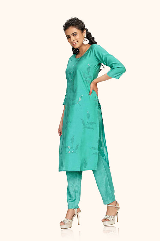 Aqua Blue Sequin Embellished Kurta