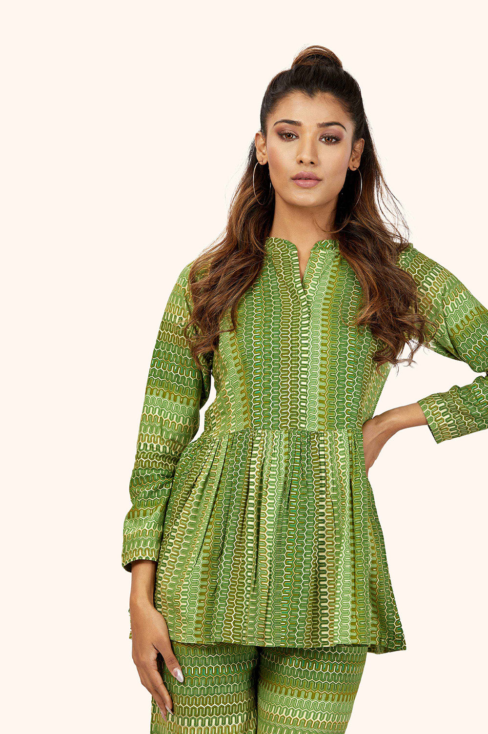 Rayon Foil Print Kurta Palazzo Set