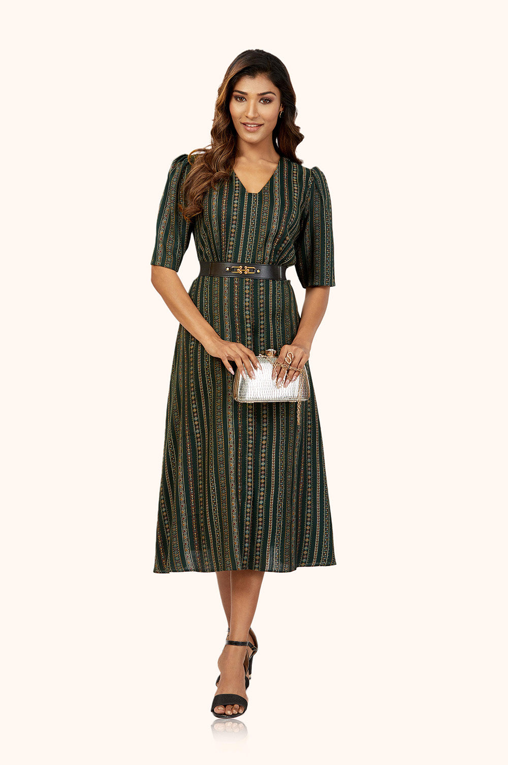 Chic V-Neck Midi Dress