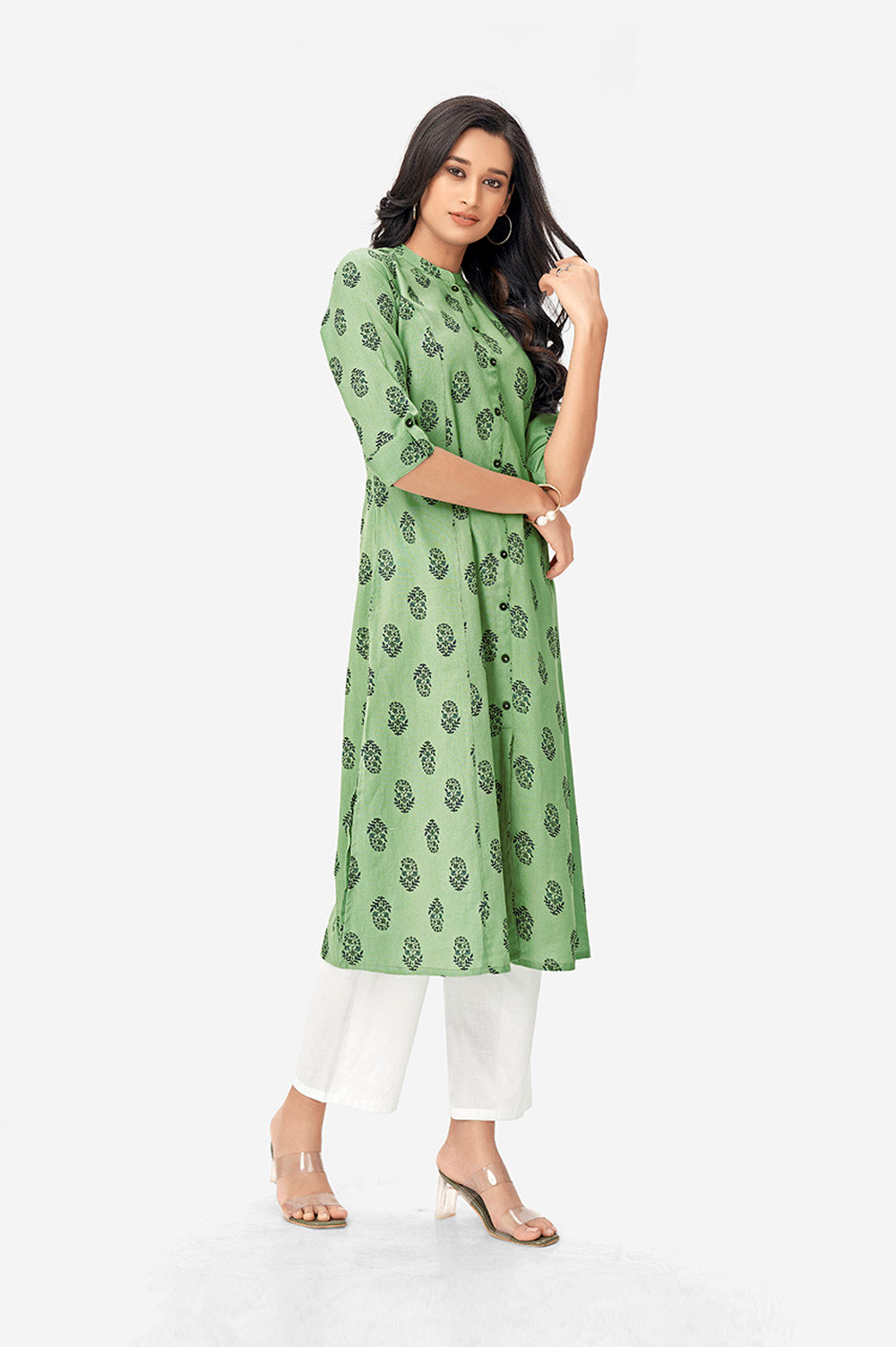 Floral Butti Green Kurta