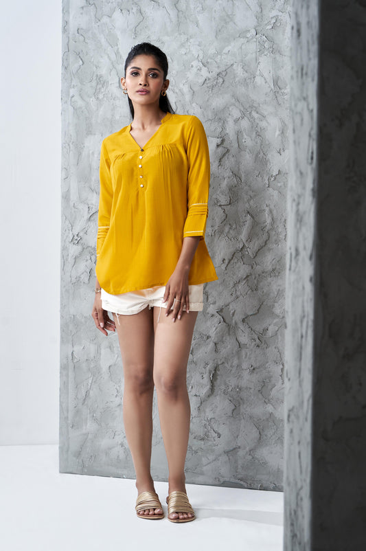 Mustard Regular Fit Casual Top