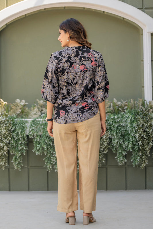 Multicolour Viscose Reyon Printed Top and Pant Co-ord Set
