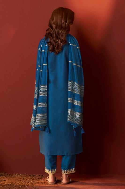 Rama Chinnon Embroidered Kurta Set With dupatta