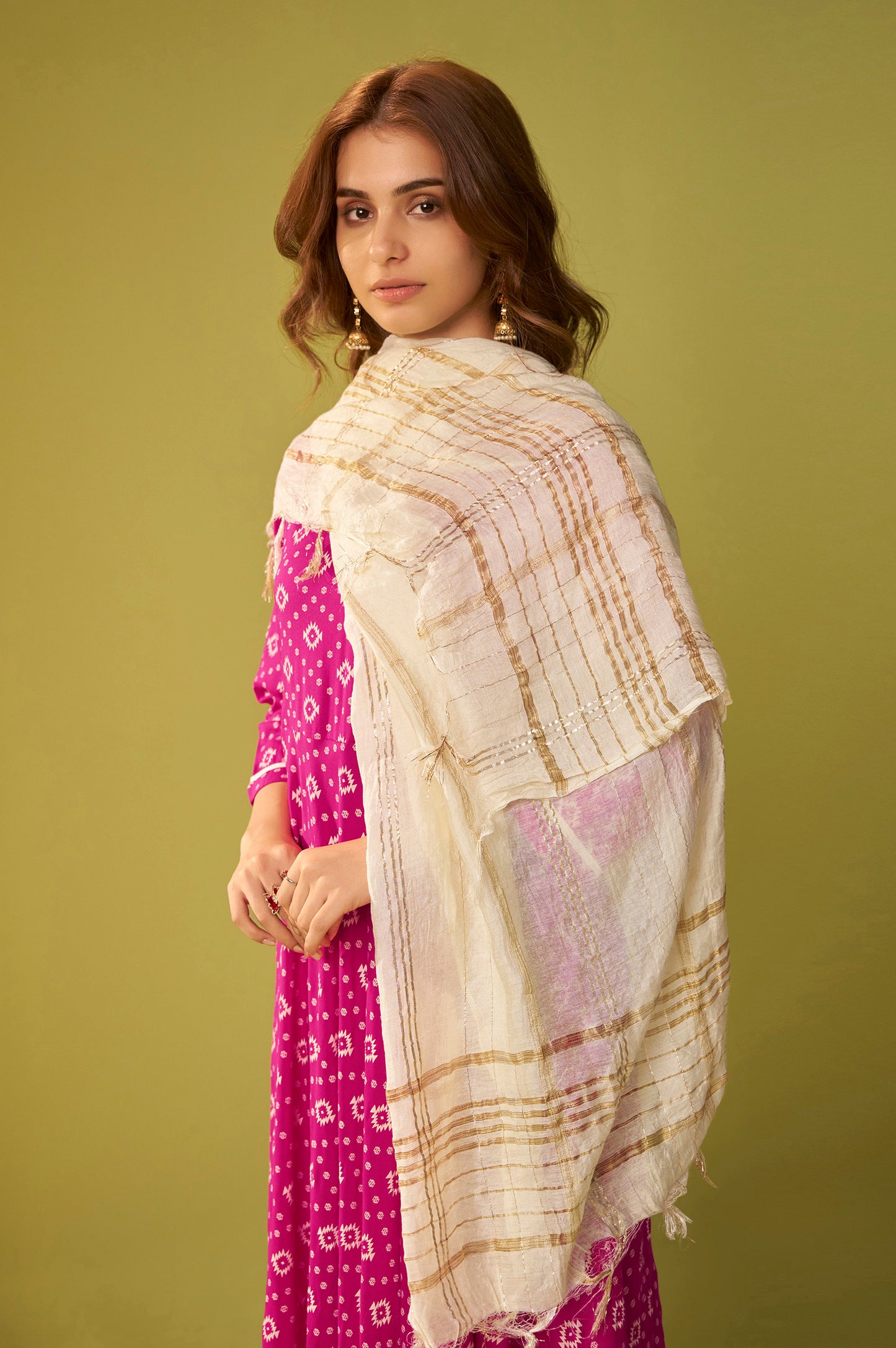 Pink Viscose Rayon Printed Anarkali Kurta Set With Dupatta For Women