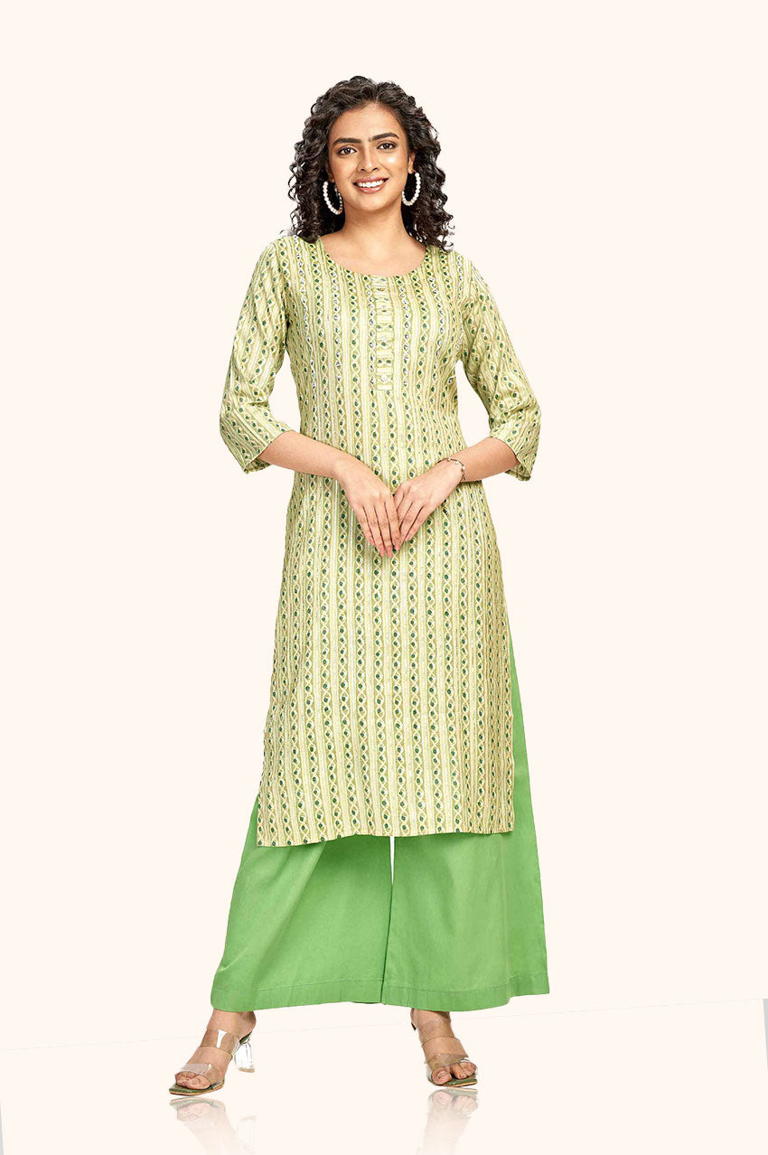 Pastel Green Geometric Print Kurta