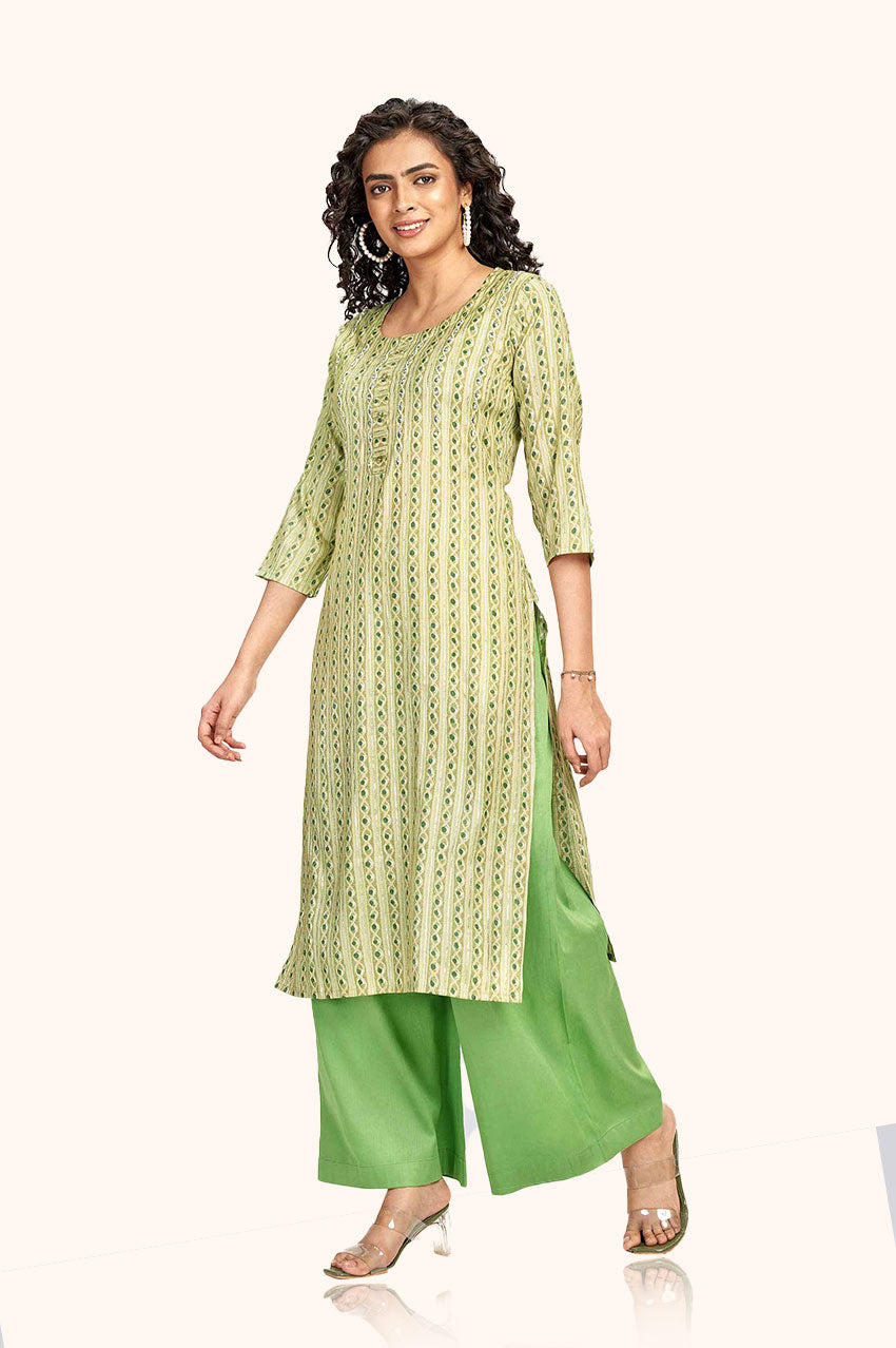 Pastel Green Geometric Print Kurta