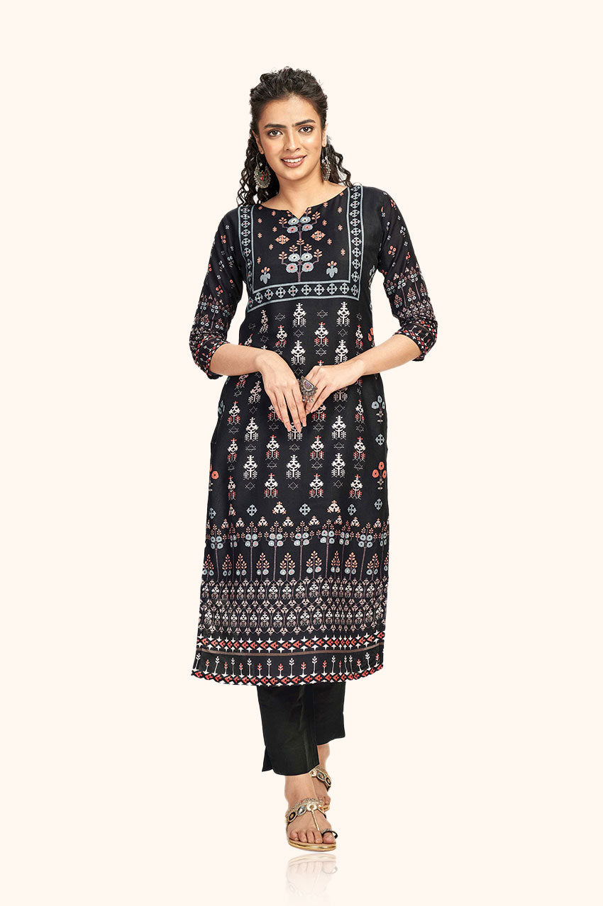 Black Block Print Kurta and Pant