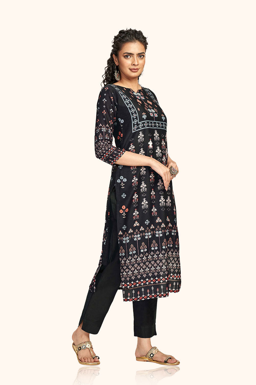 Black Block Print Kurta and Pant