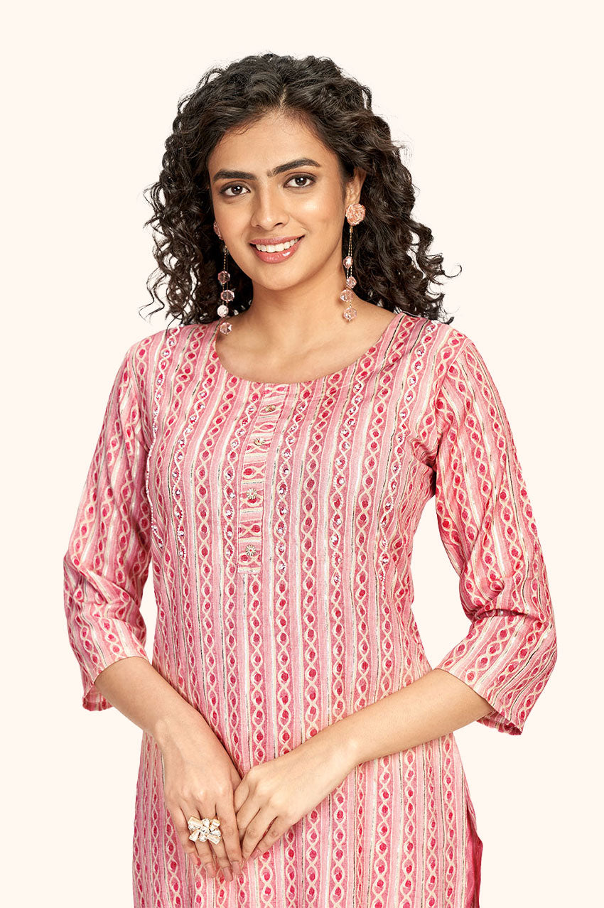 Pink Sequin Embellished Kurta
