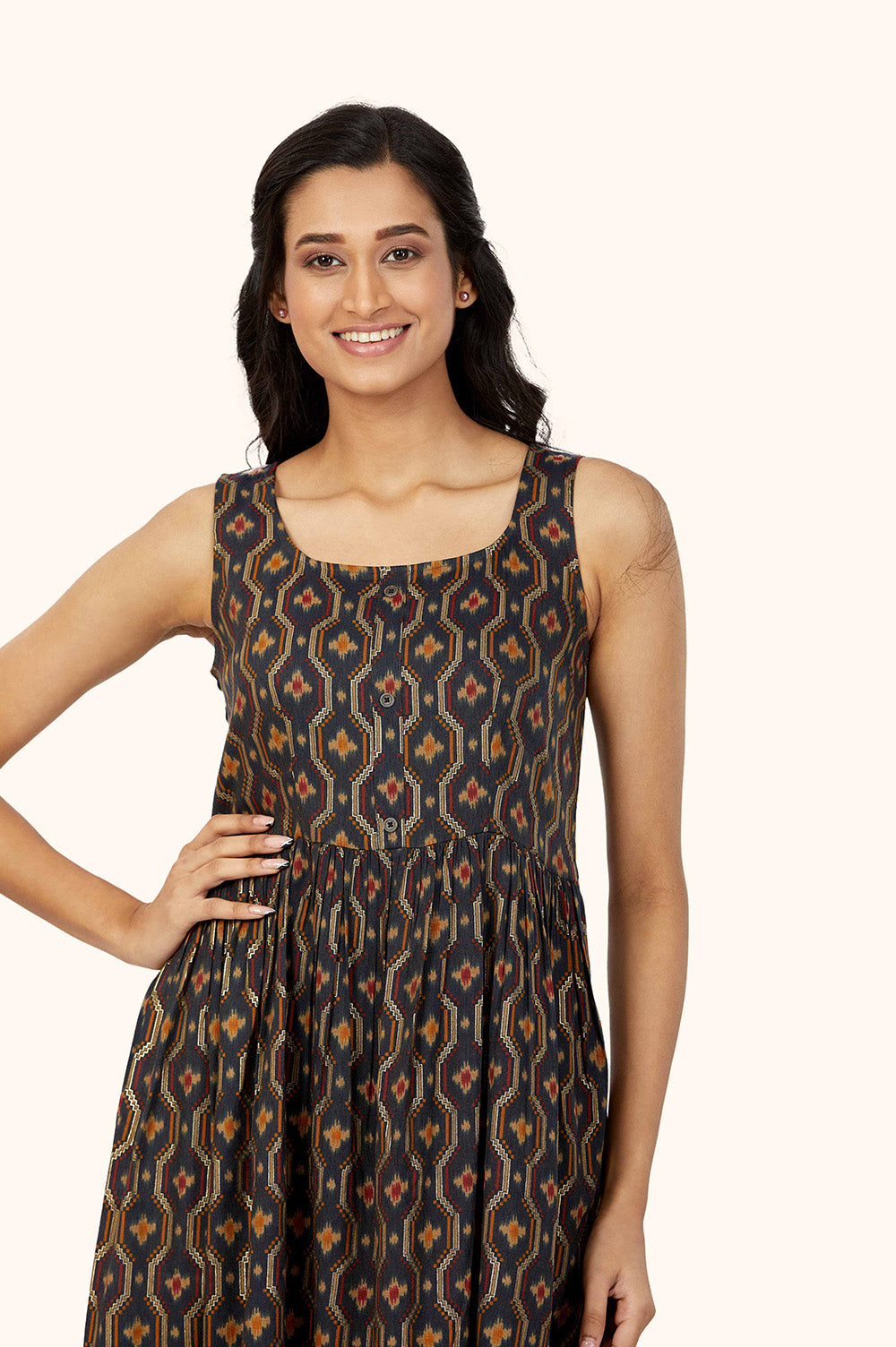 Midi Foil Print Shift Dress