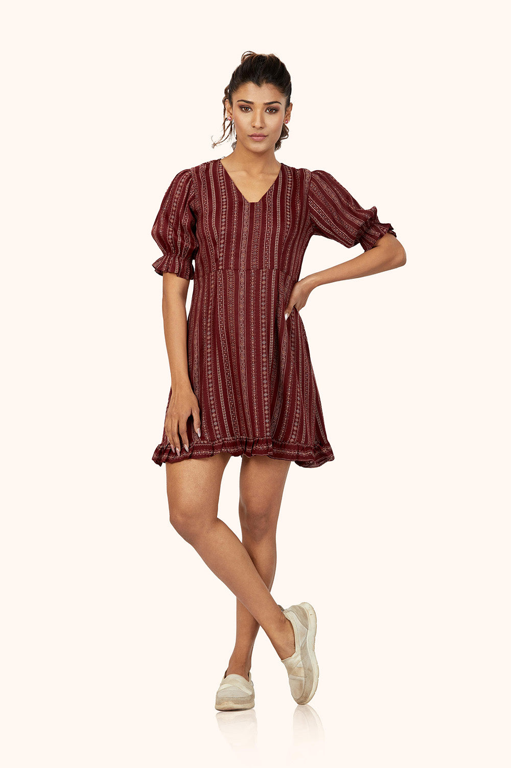 Chic Maroon Stripe Dress