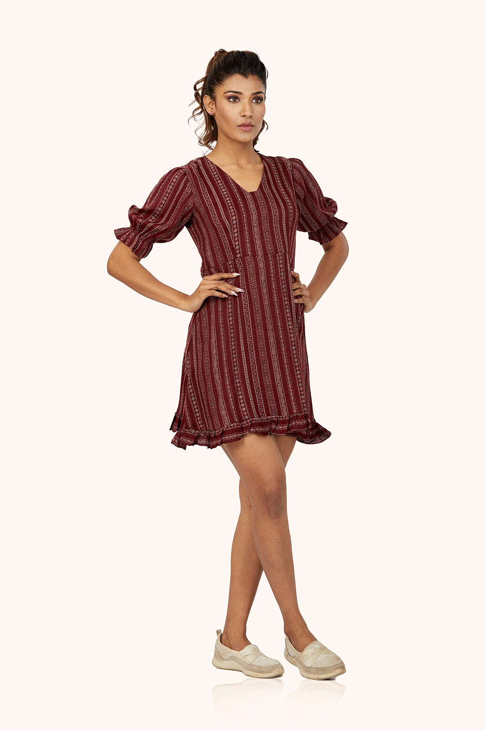 Chic Maroon Stripe Dress