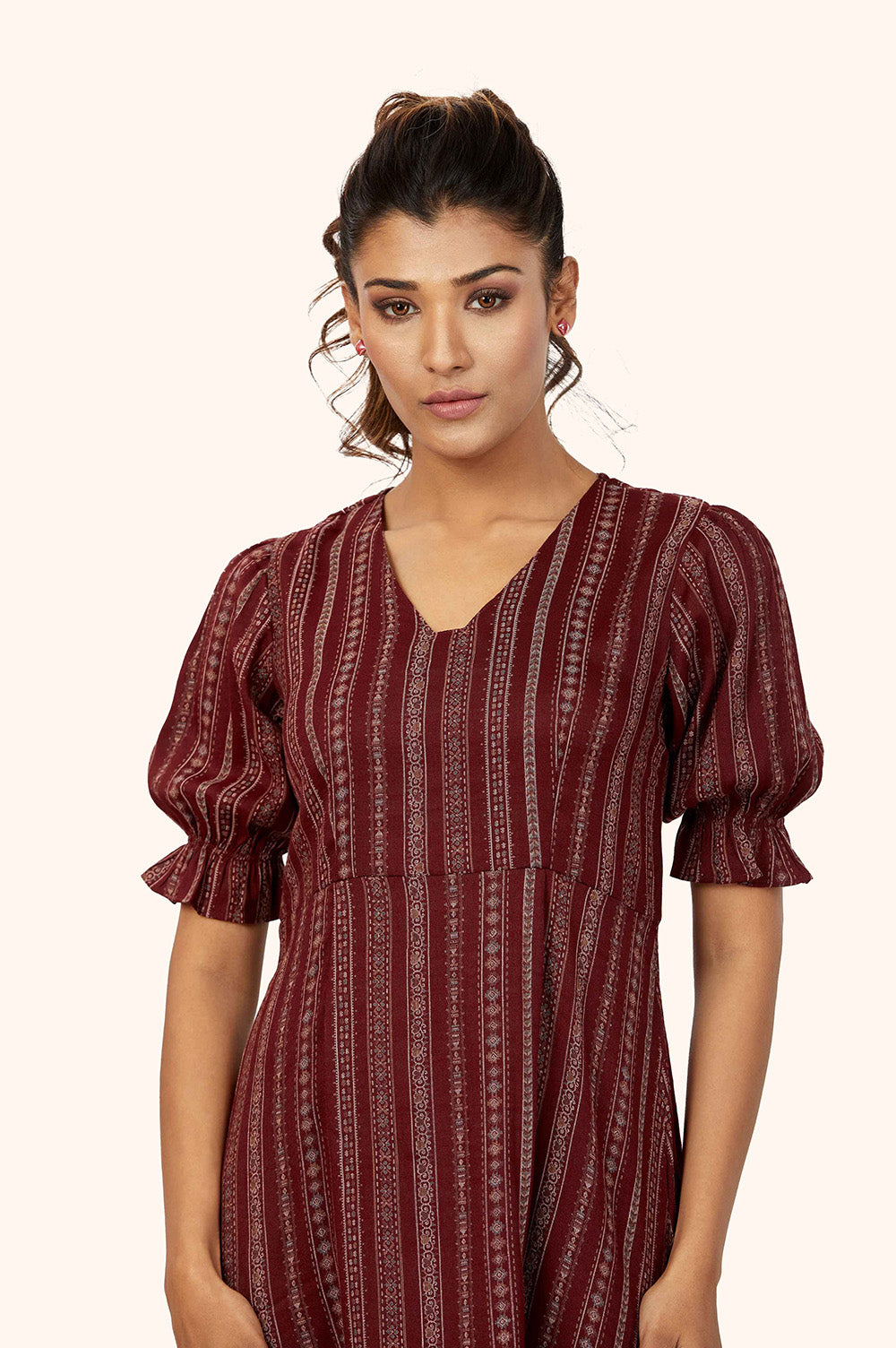 Chic Maroon Stripe Dress