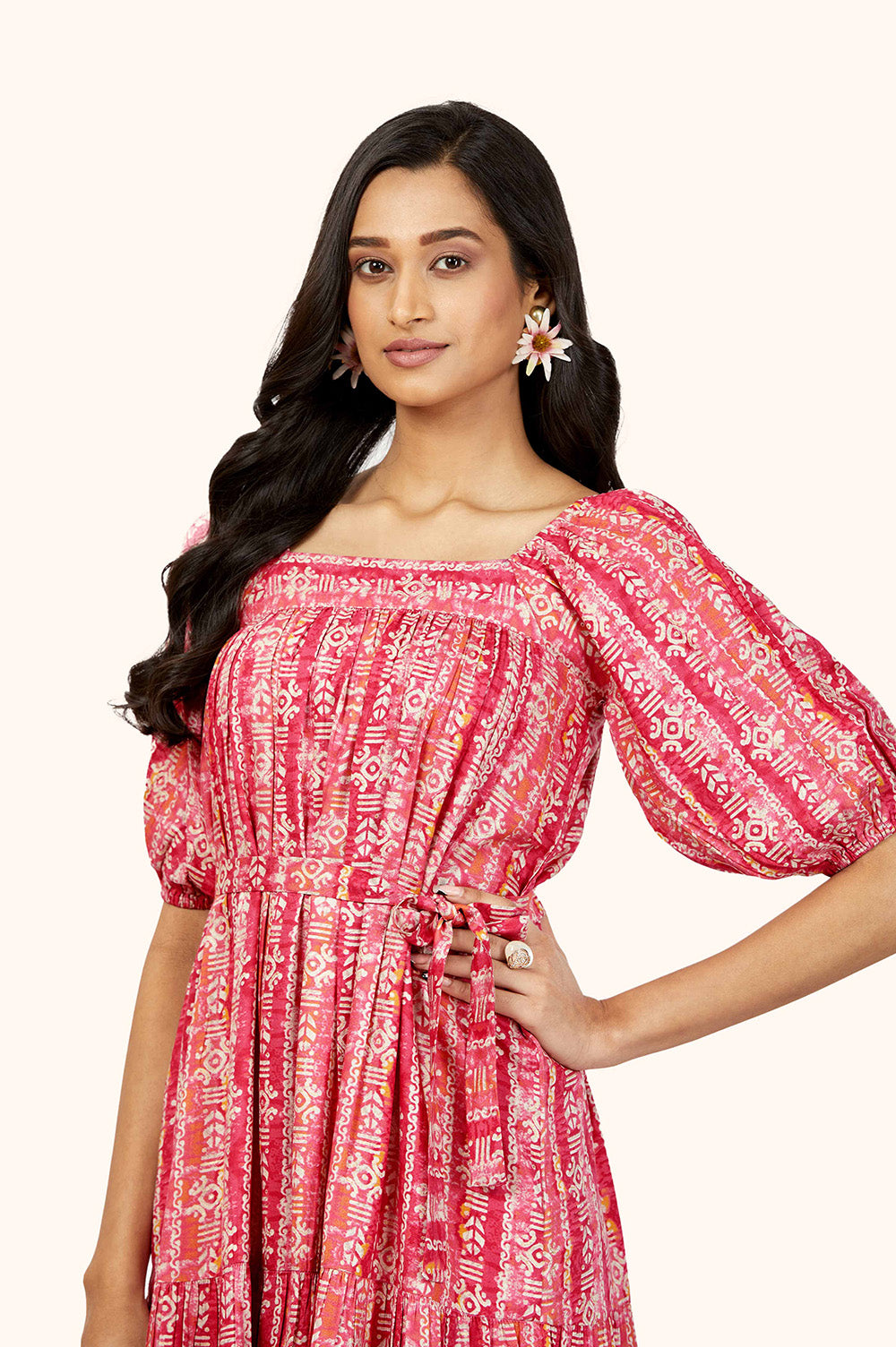 Luxurious Foil Print Midi Dress