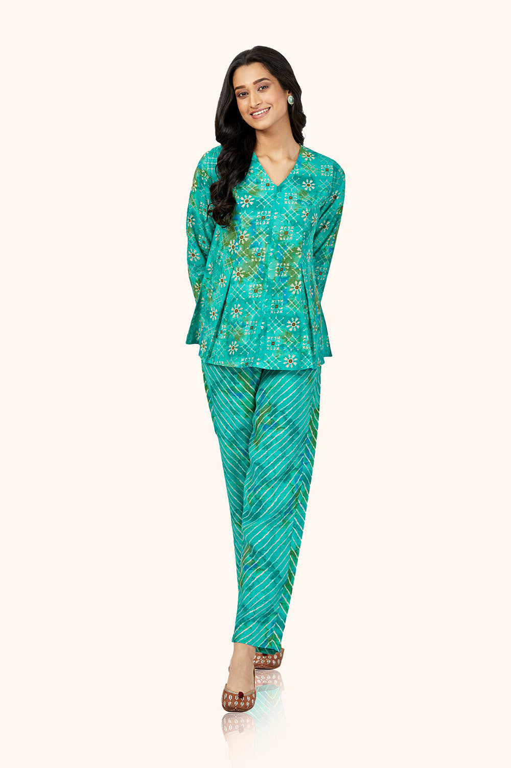 Green Peplum Pant Co-ord Set