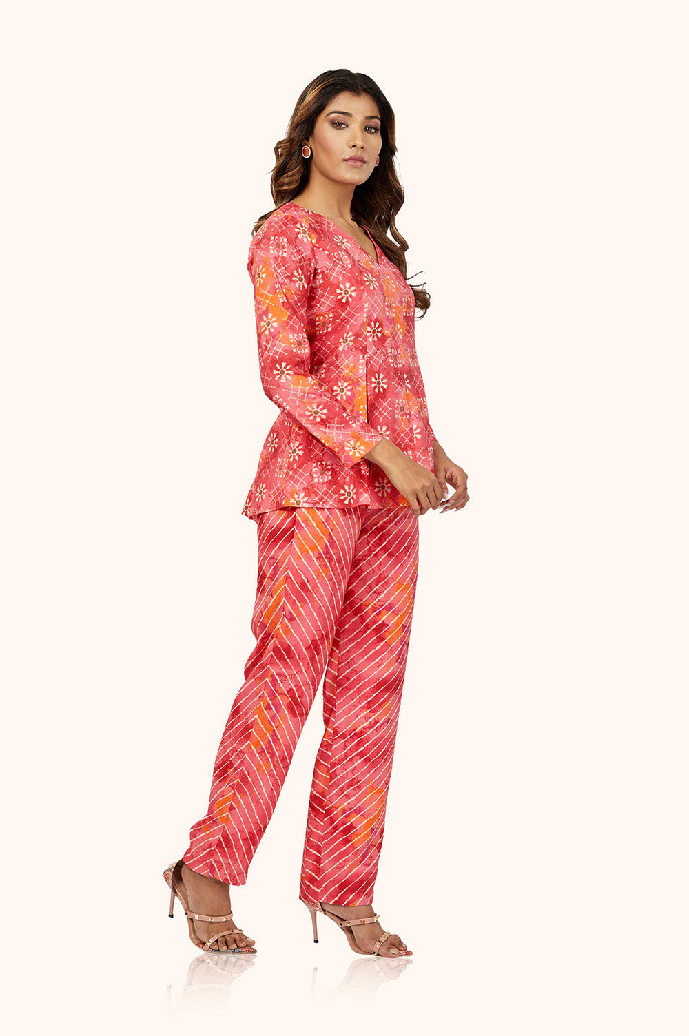 Pink Peplum Kurta Pant Set