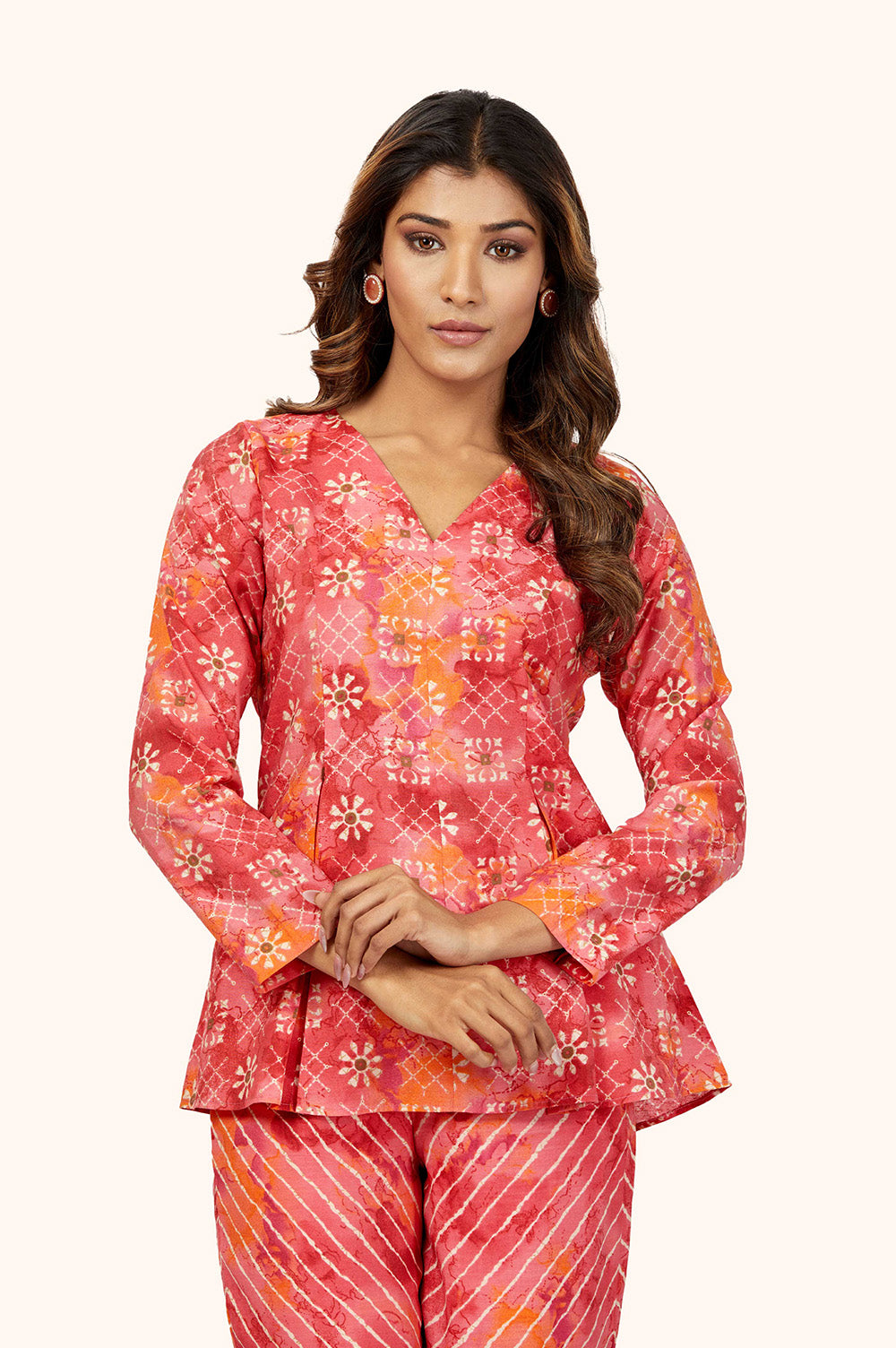 Pink Peplum Kurta Pant Set