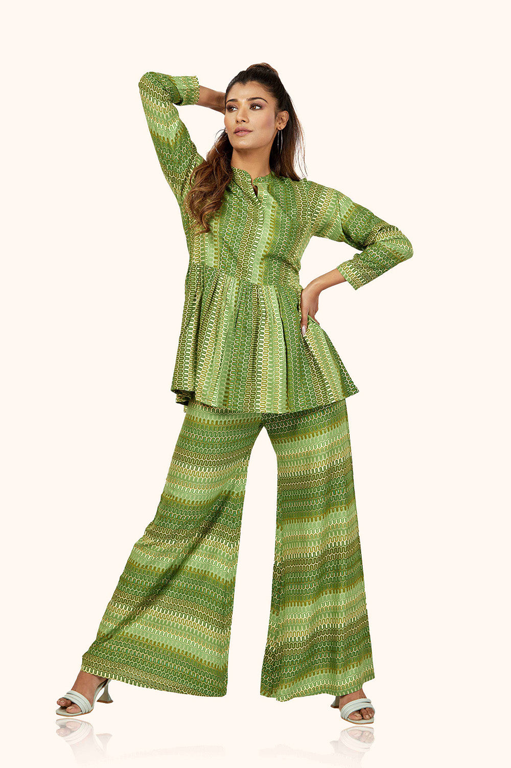 Rayon Foil Print Kurta Palazzo Set