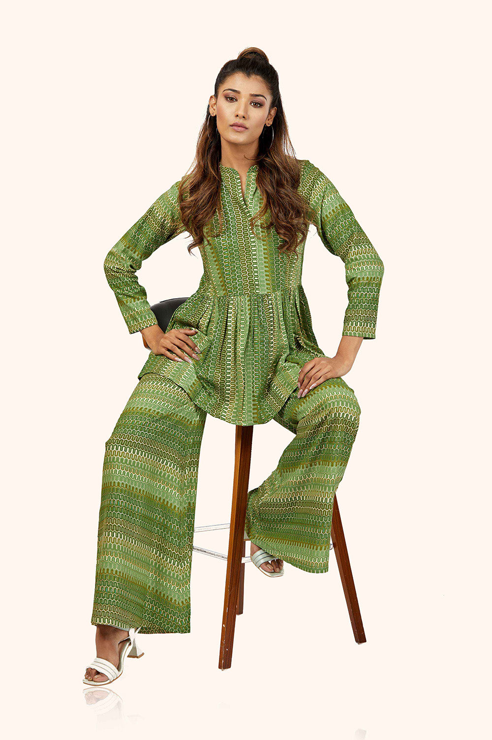 Rayon Foil Print Kurta Palazzo Set