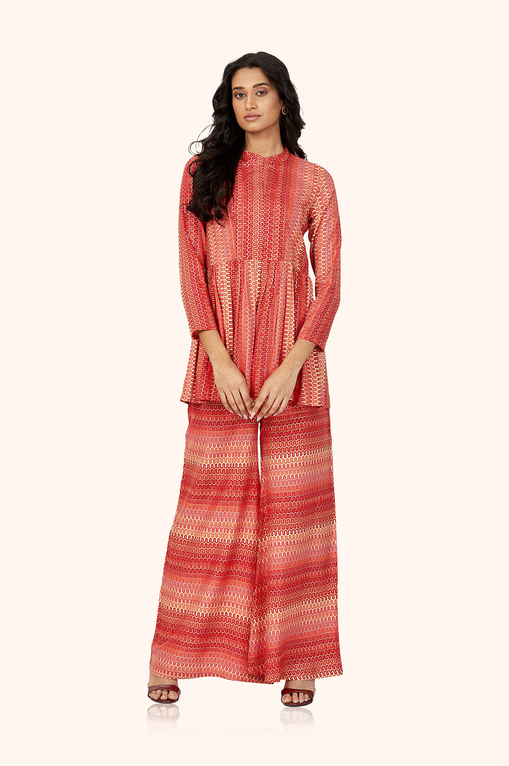 Red Kurta Palazzo Set