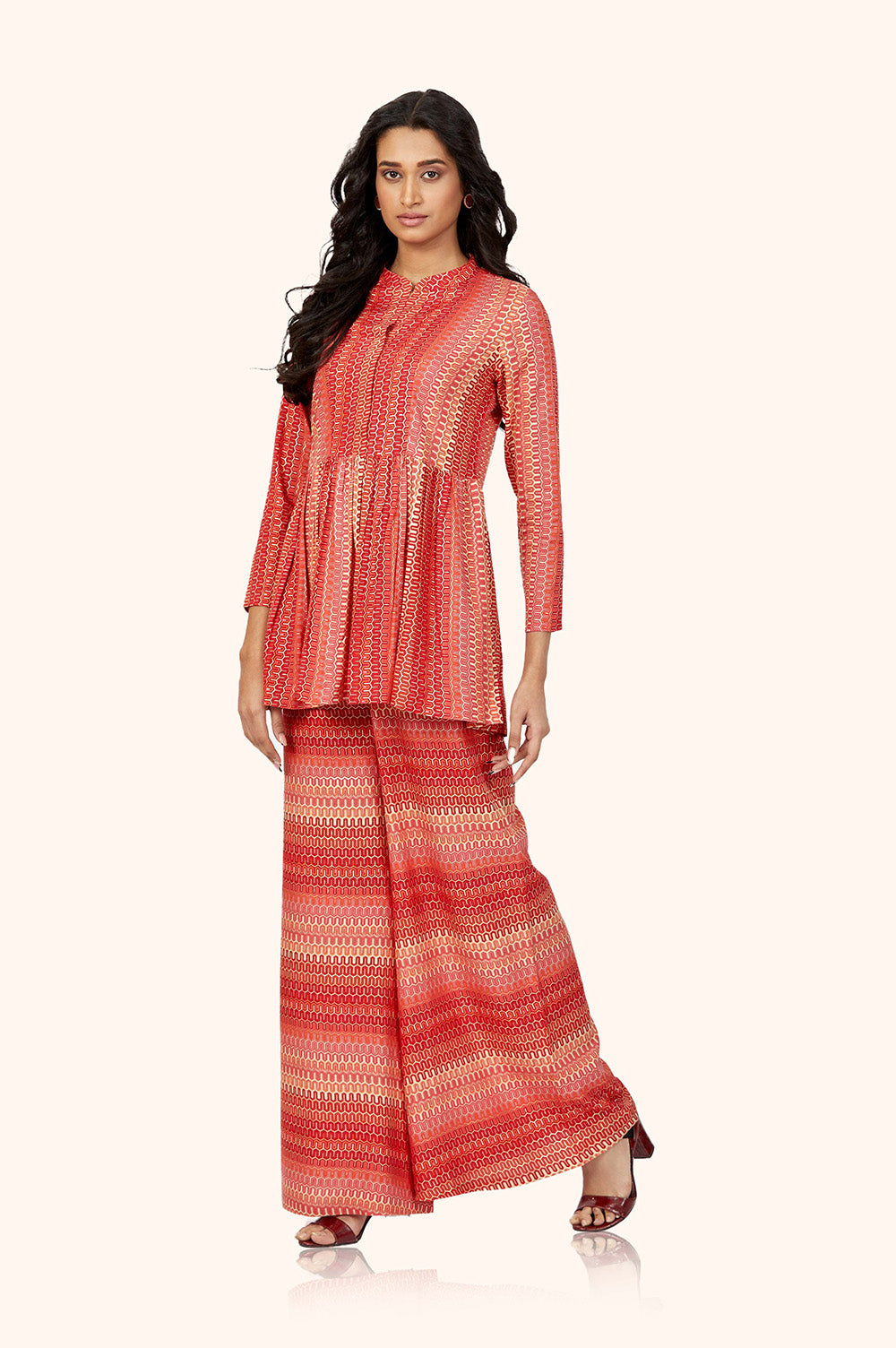 Red Kurta Palazzo Set
