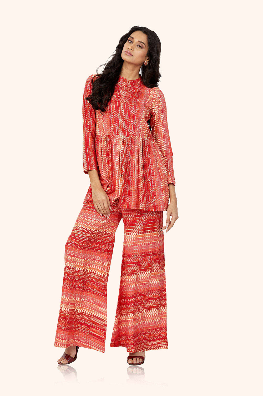 Red Kurta Palazzo Set