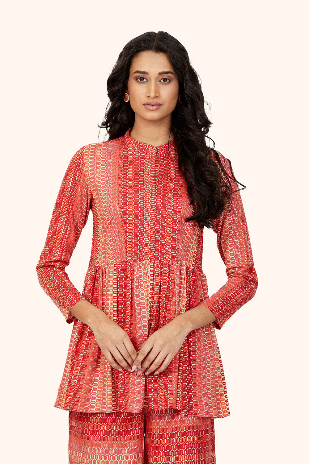 Red Kurta Palazzo Set