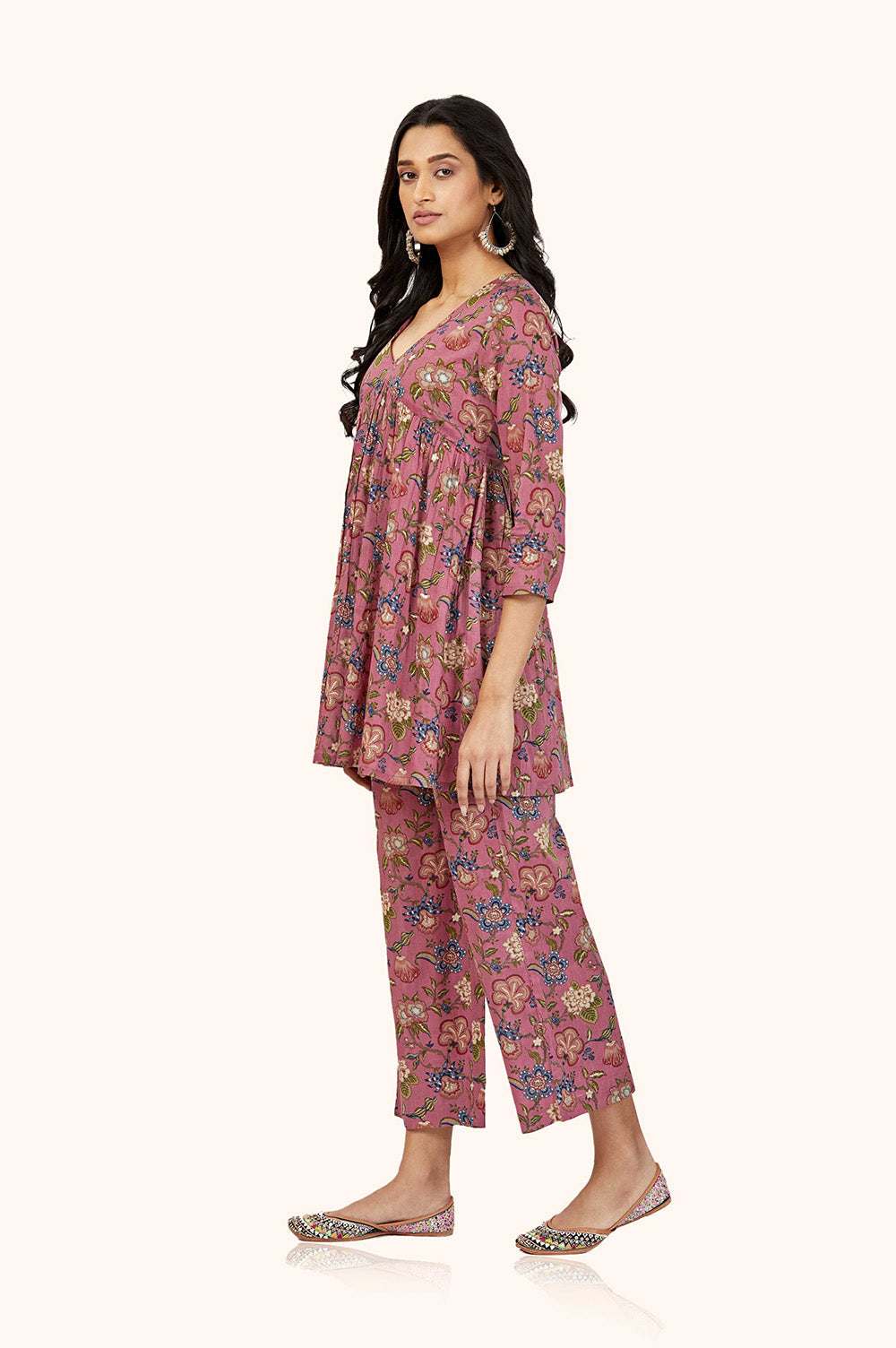 Purple Mal Cotton Kurta Palazzo Set