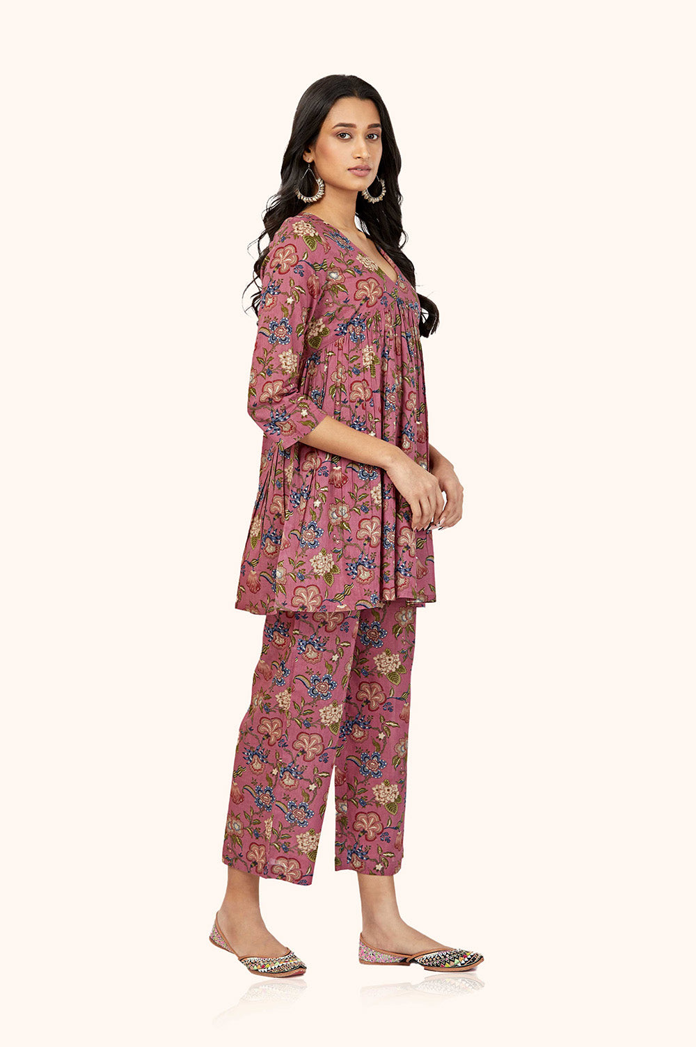 Purple Mal Cotton Kurta Palazzo Set