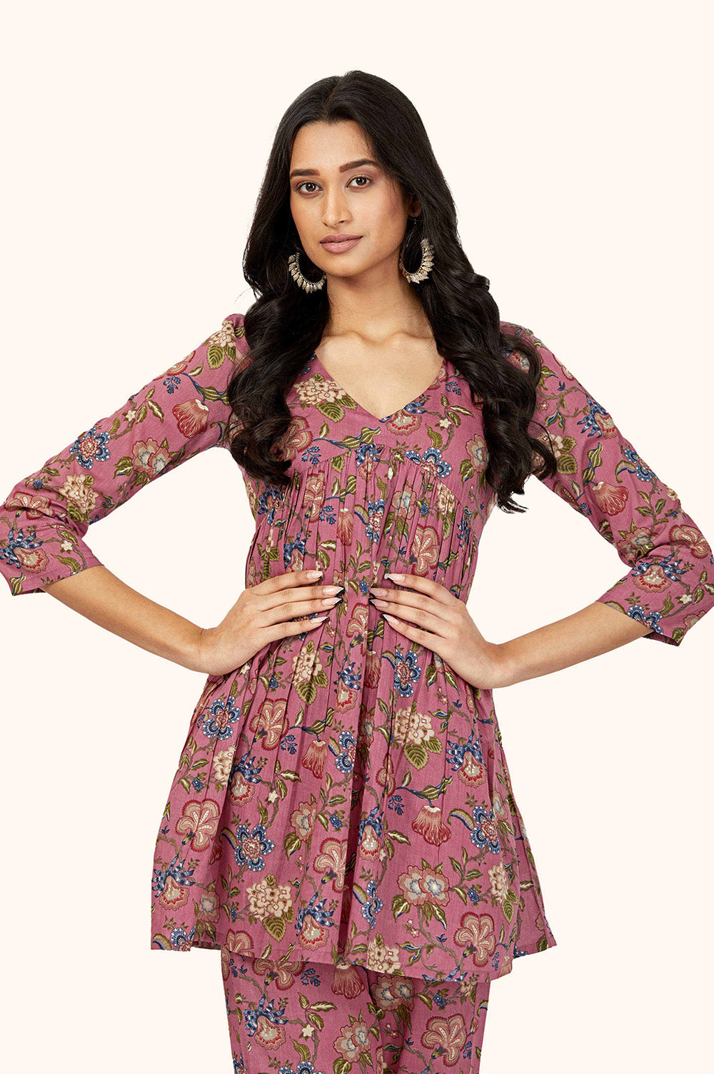 Purple Mal Cotton Kurta Palazzo Set