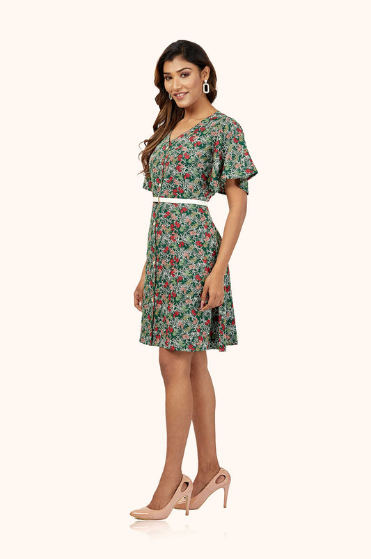 Fierce Leaf Print Dress