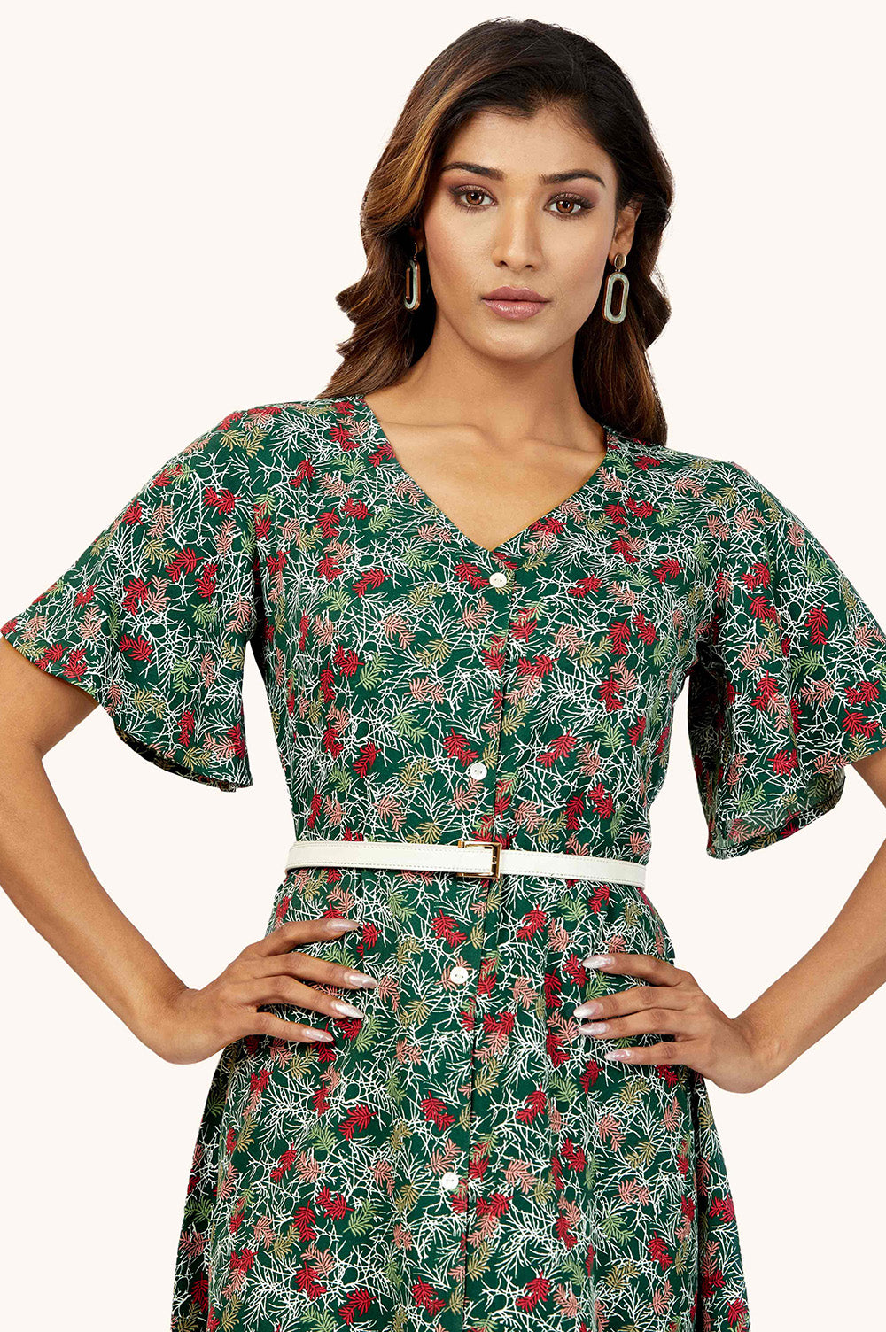 Fierce Leaf Print Dress
