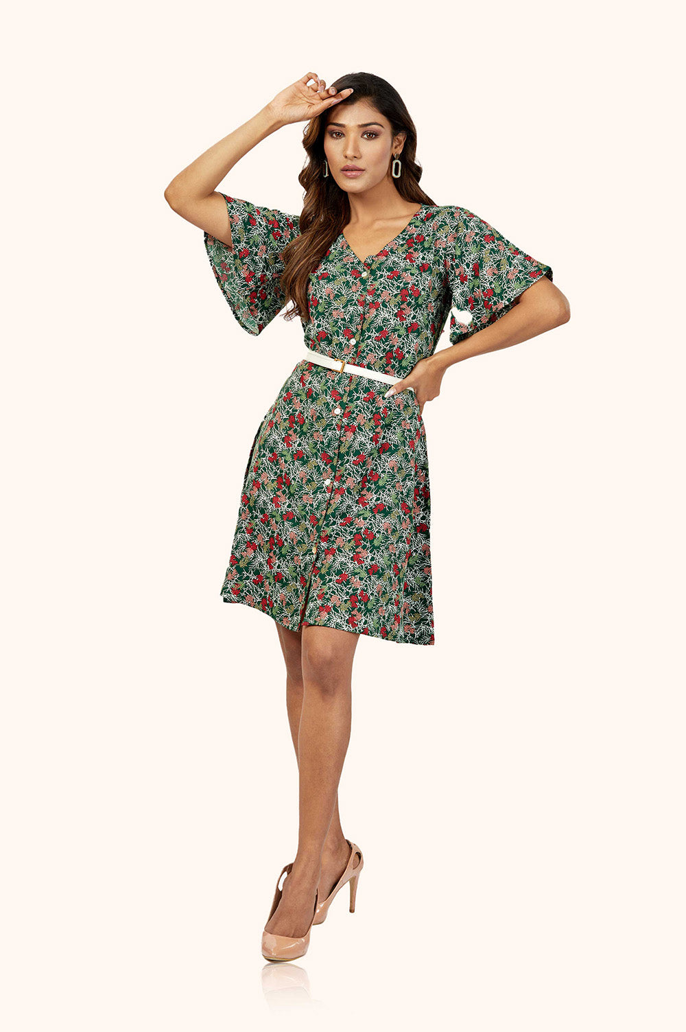 Fierce Leaf Print Dress