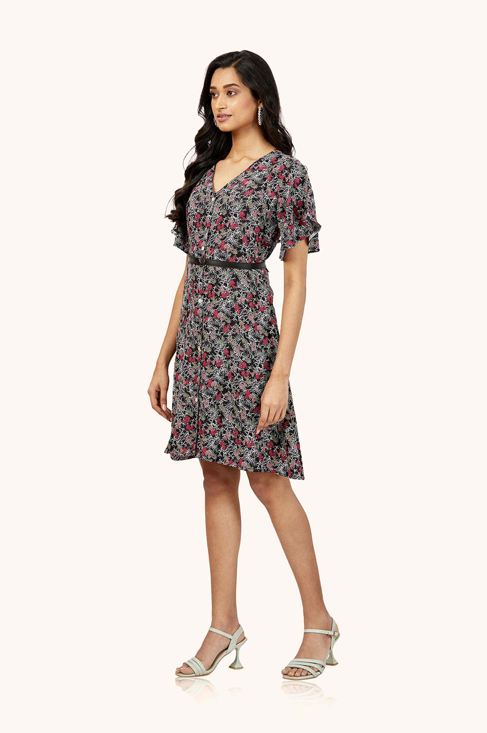 Bold Floral V-Neck Dress