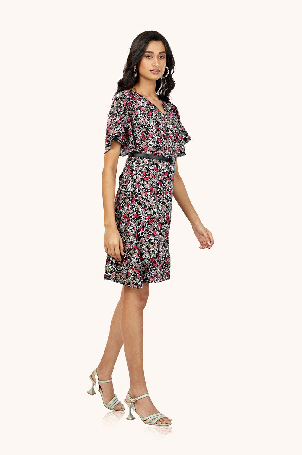 Bold Floral V-Neck Dress