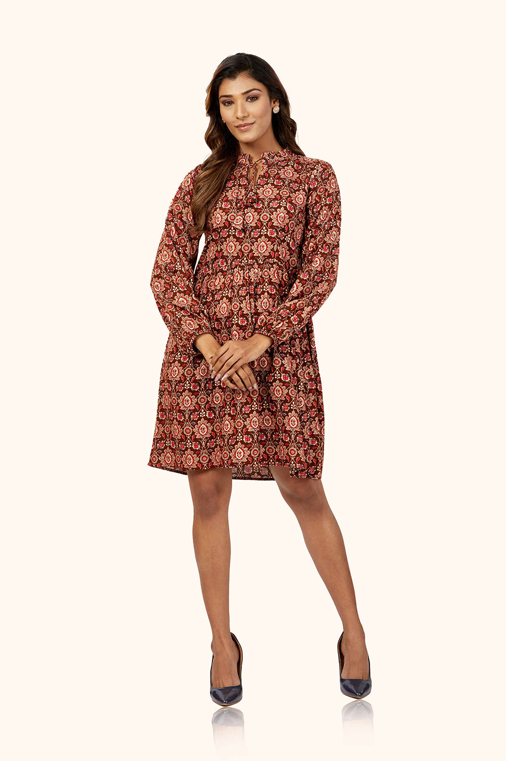 Comfortable Foil Print Midi Dress