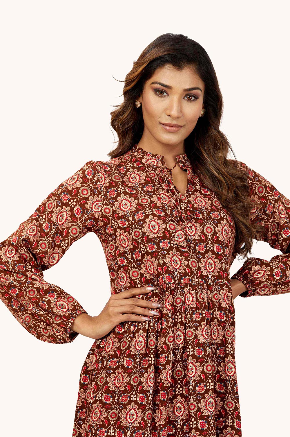 Comfortable Foil Print Midi Dress