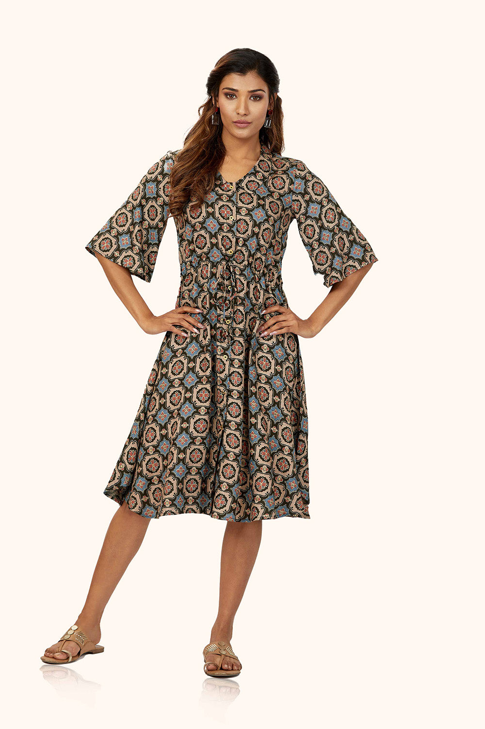 Discharge Print A-Line Dress