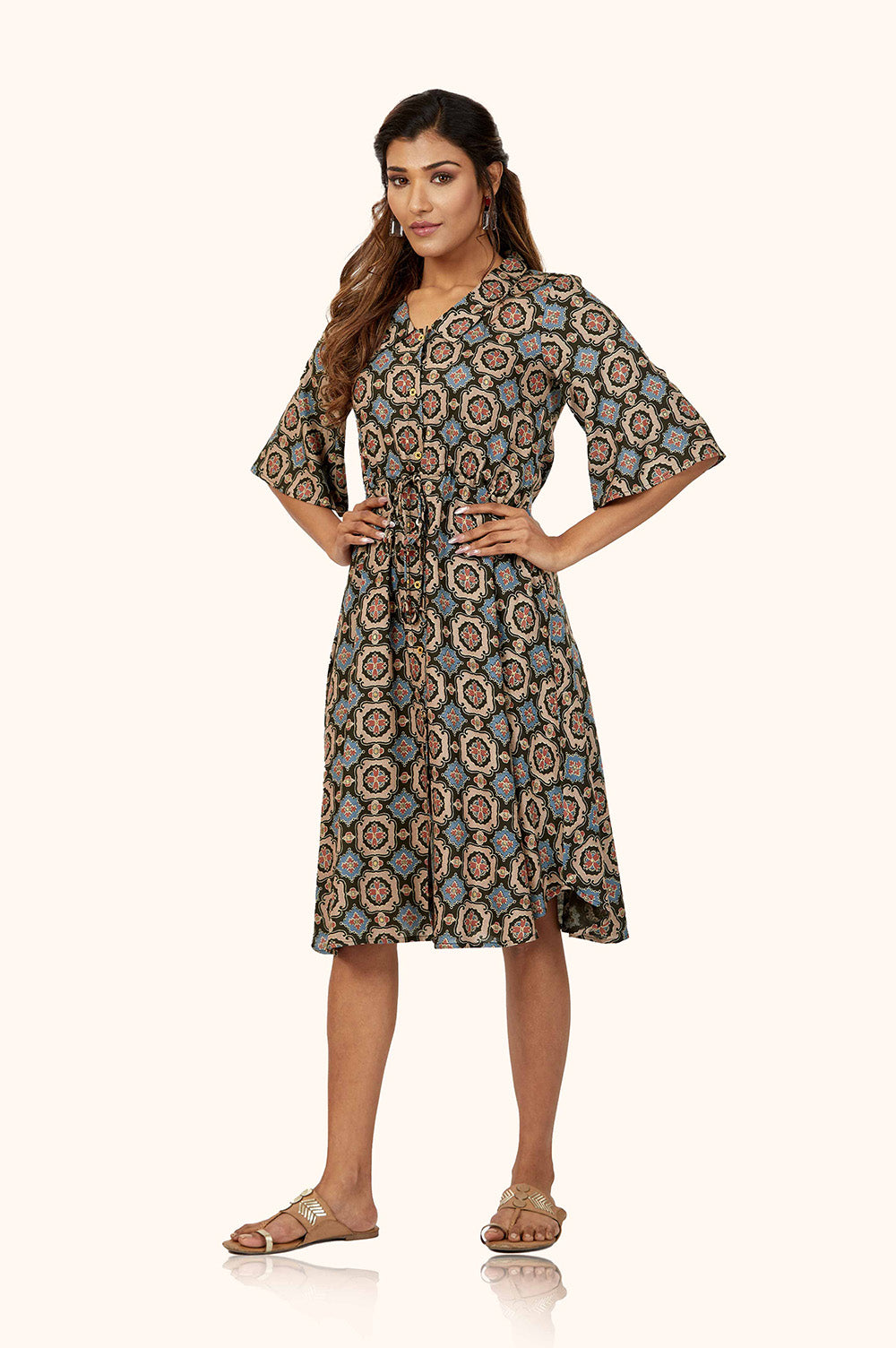 Discharge Print A-Line Dress