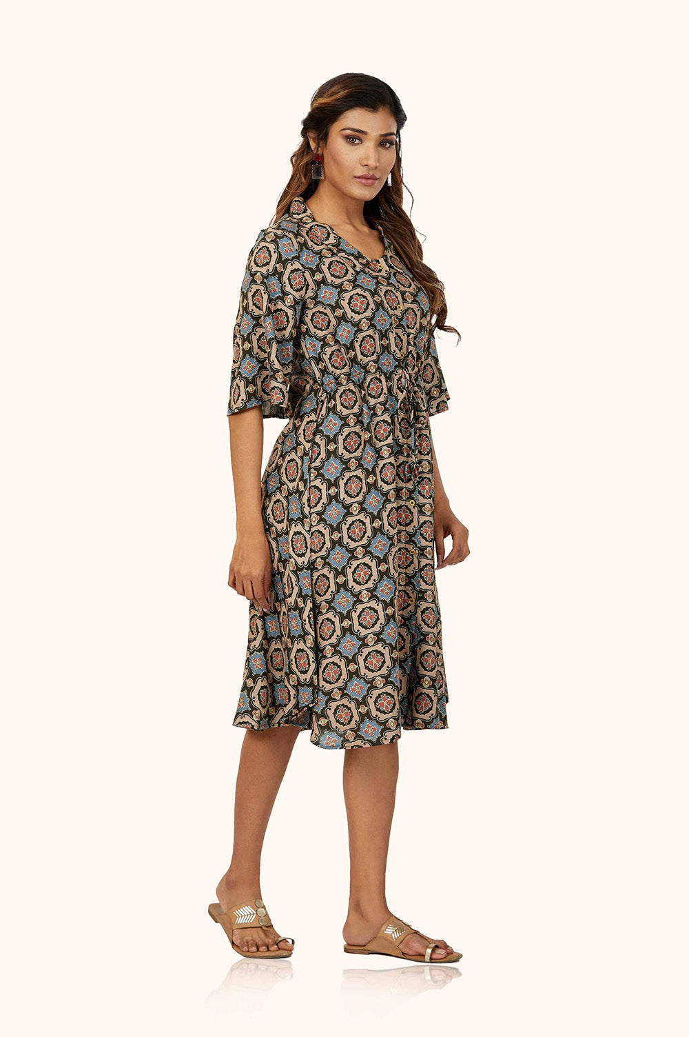 Discharge Print A-Line Dress