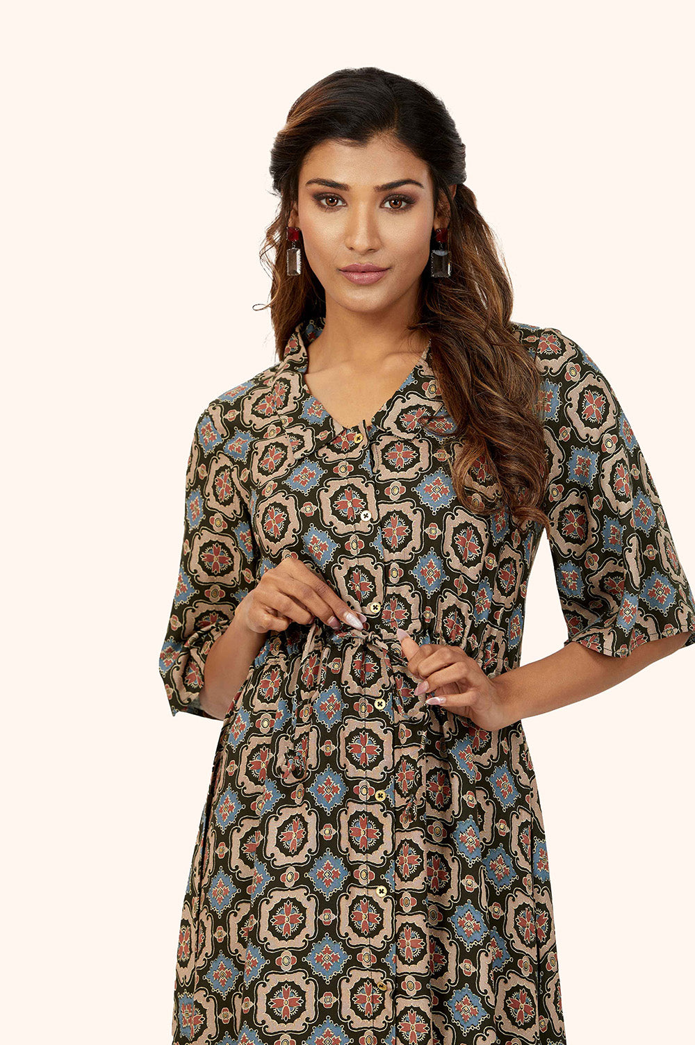 Discharge Print A-Line Dress