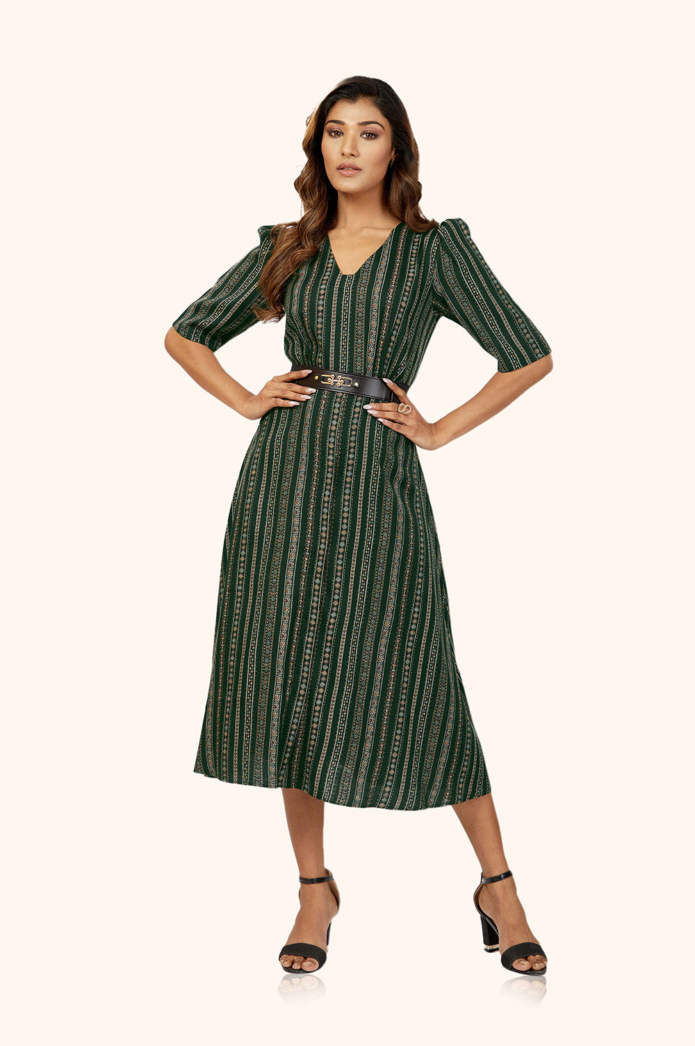Chic V-Neck Midi Dress