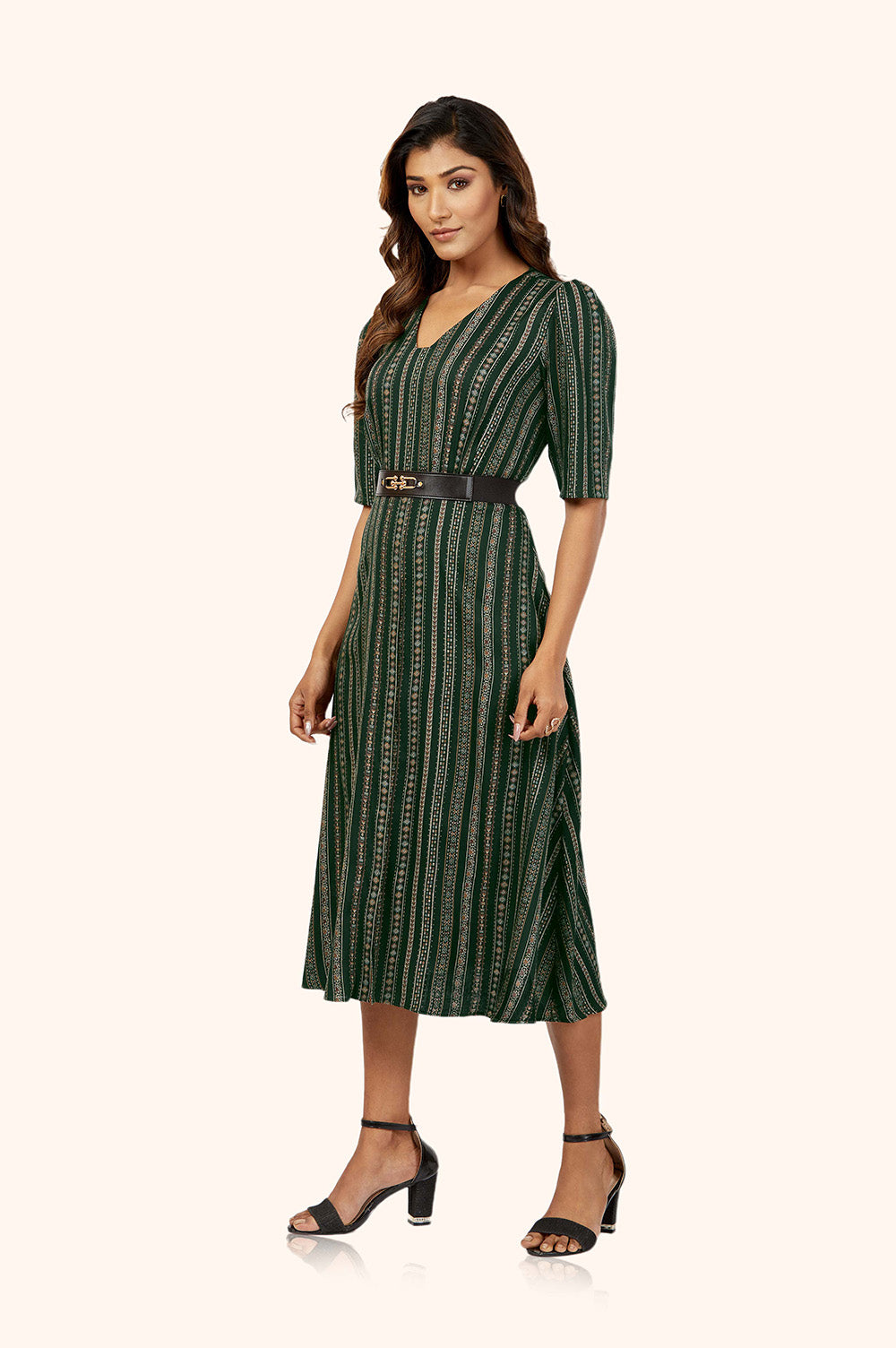 Chic V-Neck Midi Dress