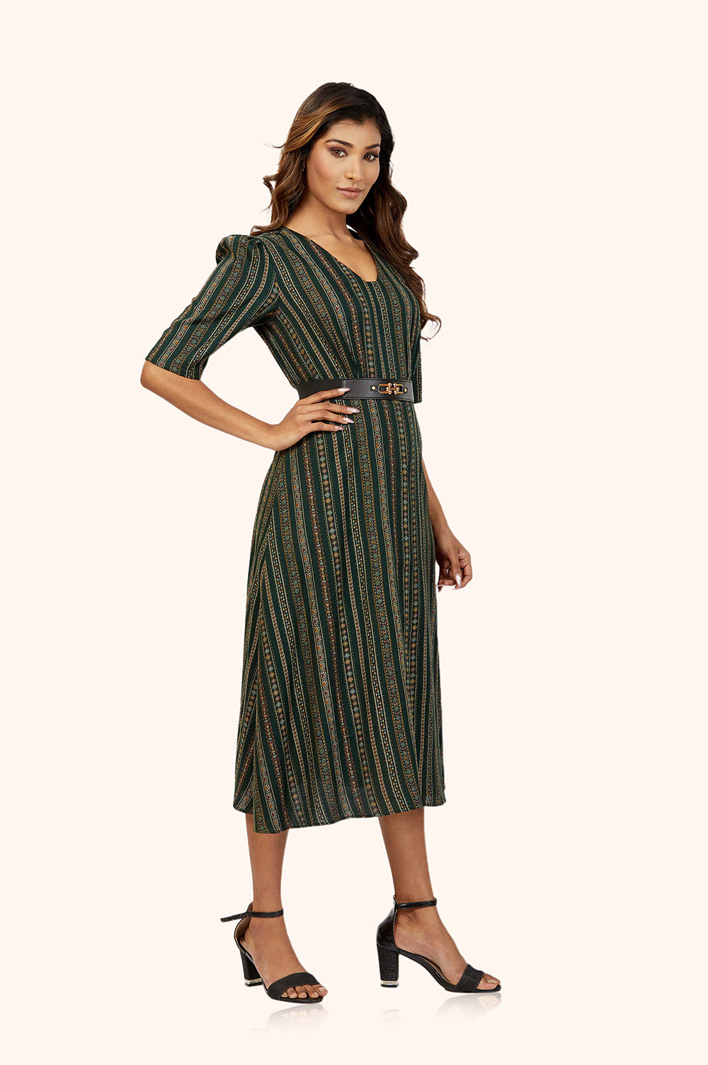 Chic V-Neck Midi Dress