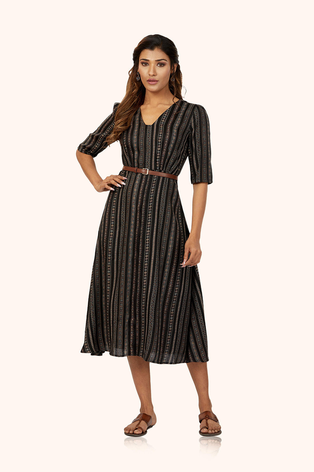 Black V-Neck Shift Dress