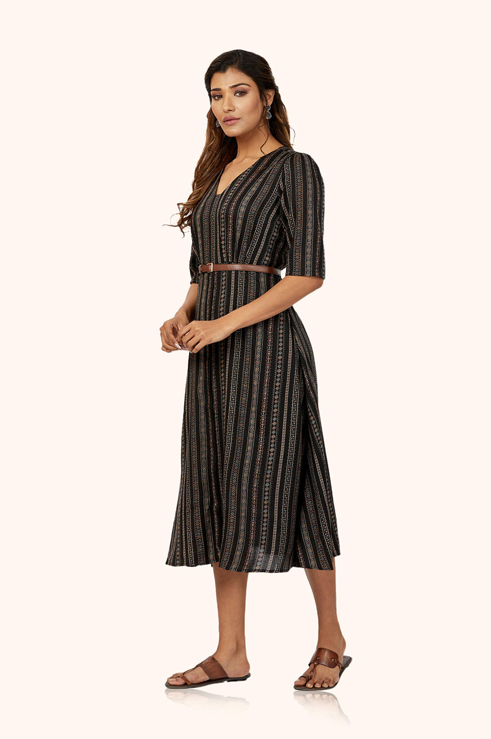 Black V-Neck Shift Dress