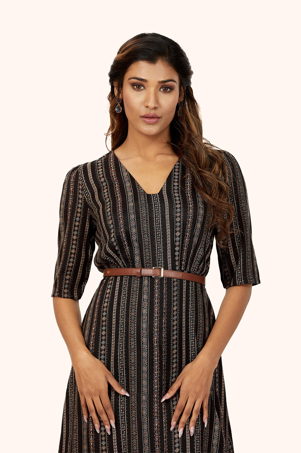 Black V-Neck Shift Dress