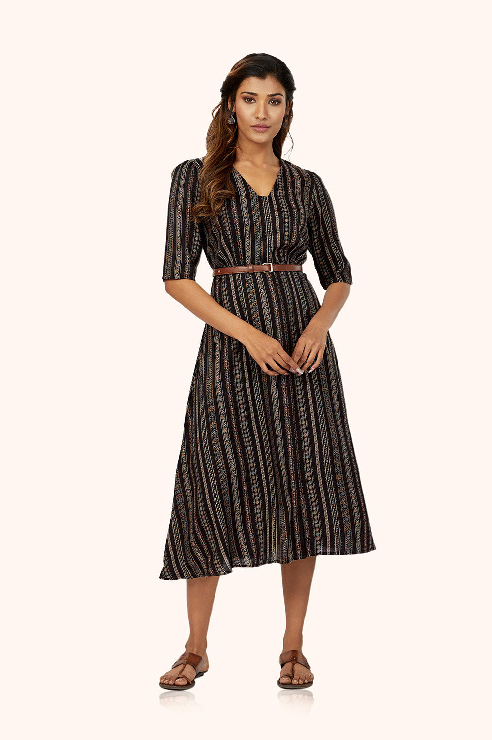 Black V-Neck Shift Dress