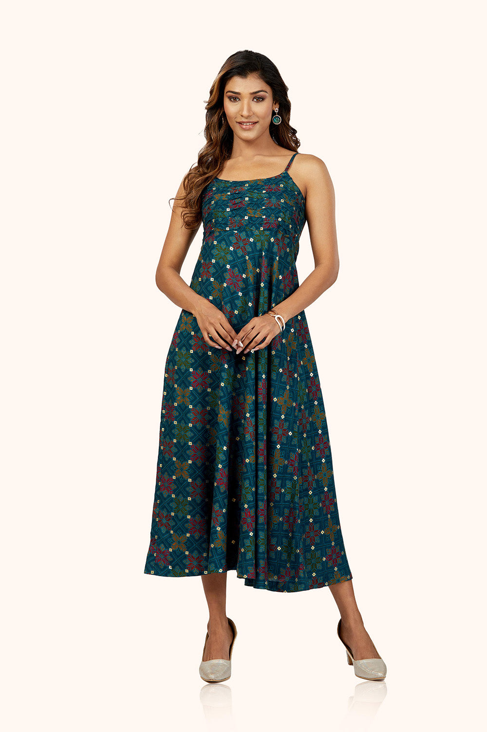 Peacock Blue Rayon Dress