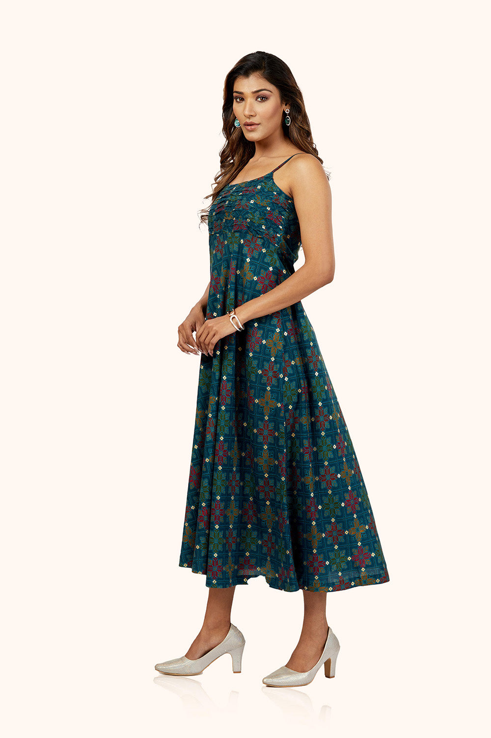 Peacock Blue Rayon Dress